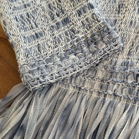 White House Black Market | Blue Opal | Fringe Sweater Jacket | size S - Picture 6 of 7